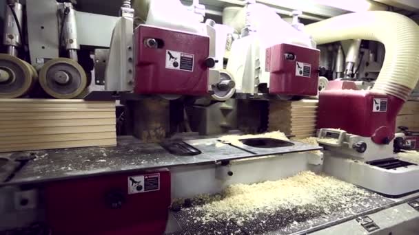 Sawmill. View on manufacturing of profiled bar — Stock Video