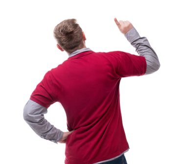 bir adam poinig parmak görünümünü yedeklemek