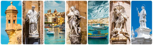Колаж Мальтійська пам'яток і символів — стокове фото