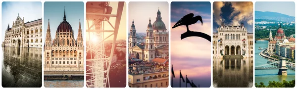 Uppsättning av vackra byggnader och sevärdheter i Budapest — Stockfoto