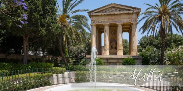 Postcard with Lower Barrakka Gardens in Valletta — Stock Photo, Image