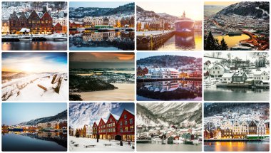 Bergen'daki kış ve kolaj