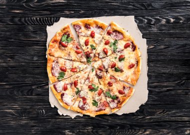 lezzetli alakart pizza Üstten Görünüm