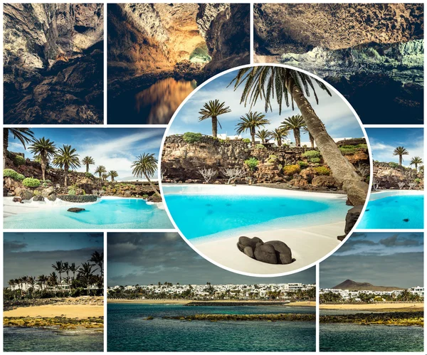 Rocky coast and lakes of Lanzarote — Stock Photo, Image