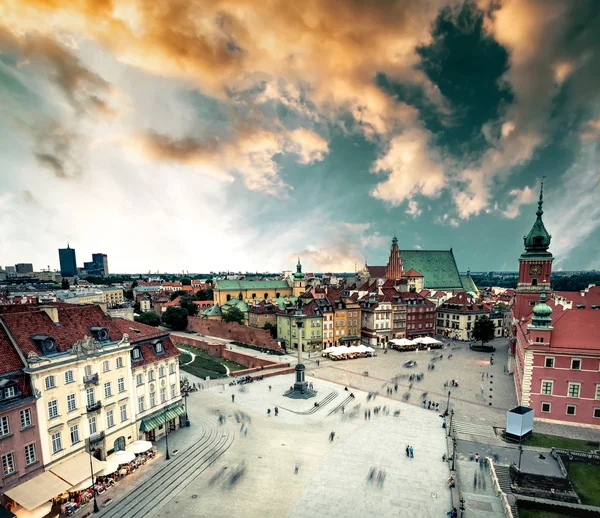 View on the central Warsaw square from town hall — Stock Photo, Image