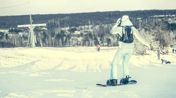 People on snowboards — Stock Photo, Image