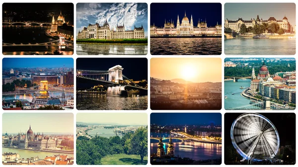 Colagem de diferentes pontos turísticos de Budapeste — Fotografia de Stock