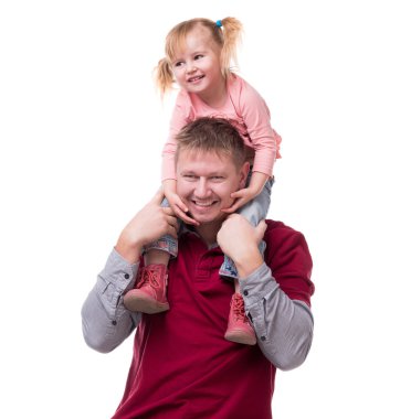 Babası onun shouldes kızı tutmak