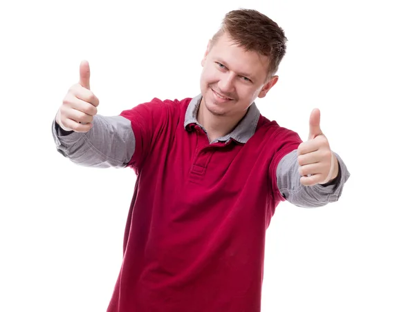 Smiling man with thnmbs up — Stock Photo, Image