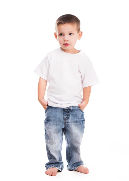 Niño pequeño en camisa blanca — Foto de Stock