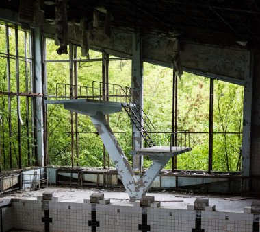 abandoned swimming pool in Pripyat school clipart