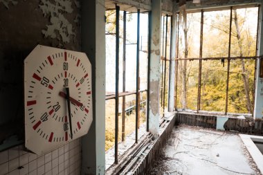 gym in abandoned Pripyat school clipart