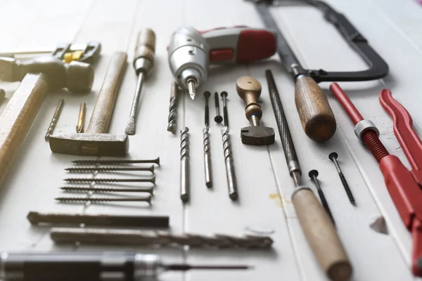 Tools on wooden table — Stock Photo, Image