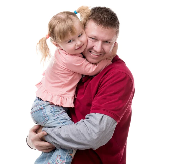 Abrazo de padre y su pequeño día en sus brazos — Foto de Stock