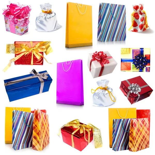 Gift wrapping and shopping bag — Stock Photo, Image
