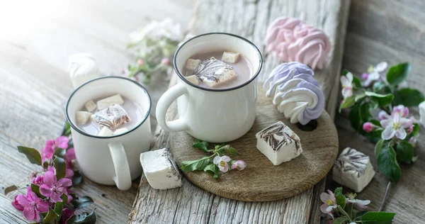 Sweet marshmallows and cocoa drink