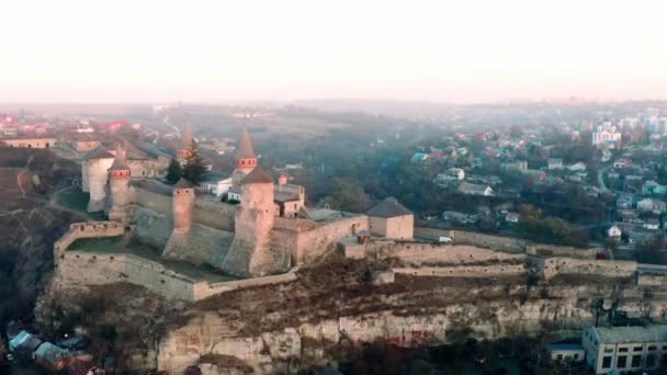 Veduta aerea del forte Kamianets Podilskyi — Video Stock