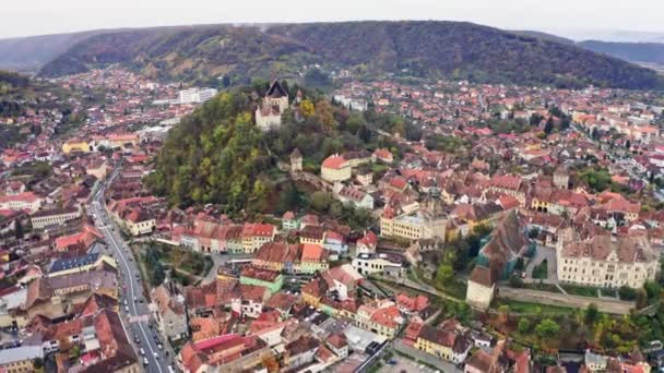 Vista aérea de Sighisoara, Roménia — Vídeo de Stock