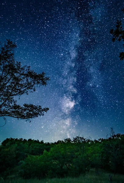 Vía Láctea brillando sobre madera — Foto de Stock