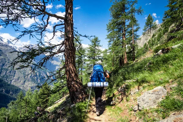 Turismo de trekking en los Alpes — Foto de Stock