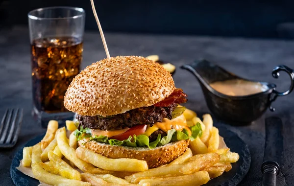 Close up of traditional burger — Stock Photo, Image