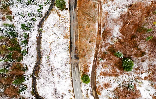 Empty road in snowy surroundings — Stock Photo, Image