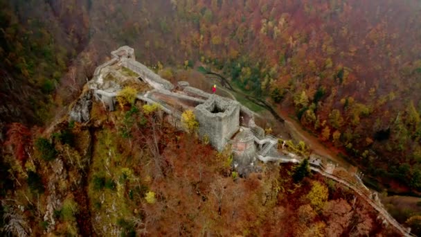 被毁的Poenari城堡 — 图库视频影像