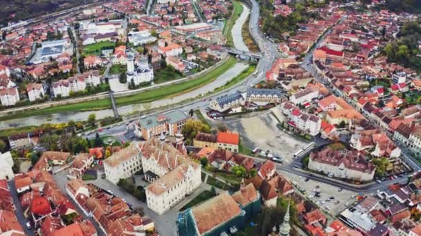 Vista aérea de Sighisoara, Rumania — Vídeos de Stock