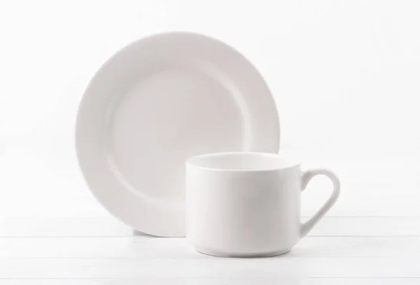 Fehér csésze és tányér — Stock Fotó