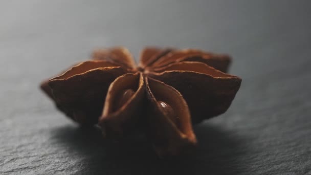 Dried anise star on black background — Stock Video