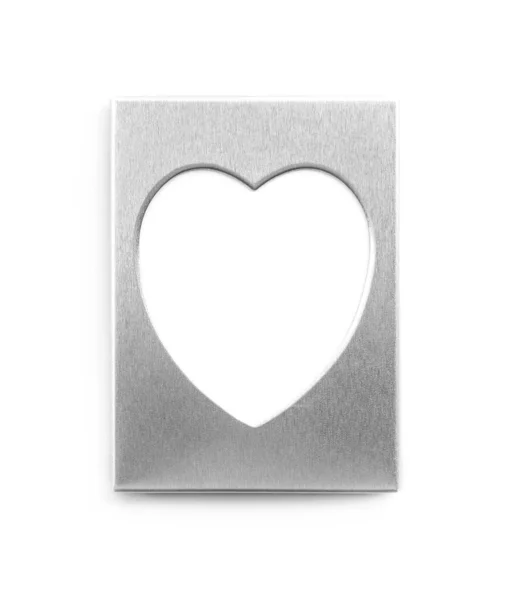 Stříbrný rám ve tvaru srdce — Stock fotografie