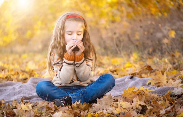 Bella bambina nel parco autunnale — Foto Stock