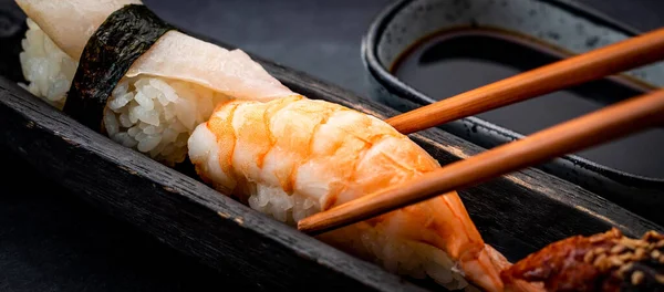 Sushi sashimi közelről. — Stock Fotó