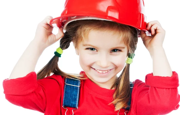 Bambina in casco rosso — Foto Stock
