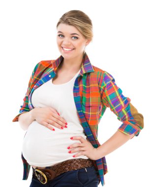 beyaz üzerine hamile kadın