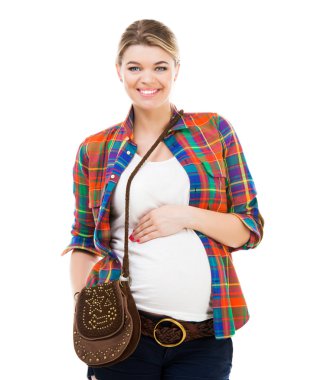 beyaz üzerine hamile kadın