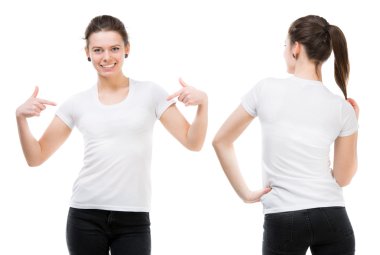 kız beyaz bir t-shirt