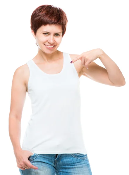 White t-shirt on a young woman — Stock Photo, Image