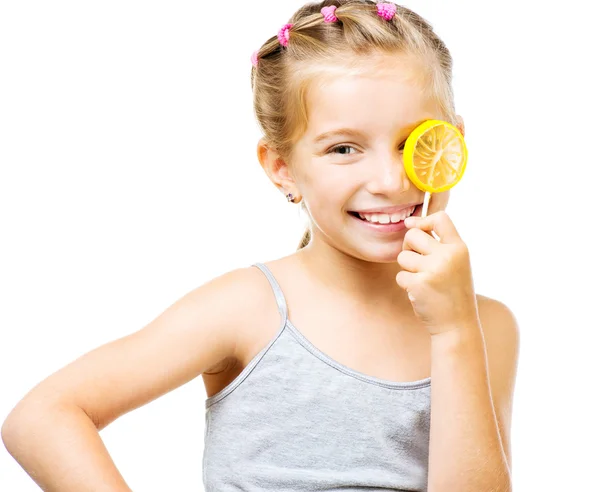 Niña con piruleta — Foto de Stock