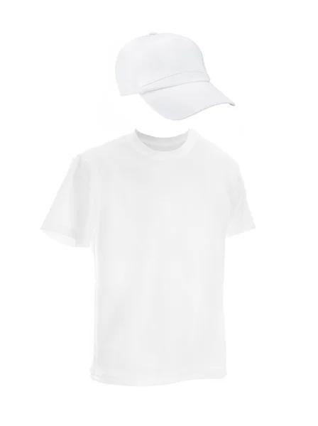 Modelo de camiseta para hombre con una gorra . — Foto de Stock