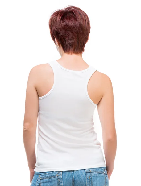 White t-shirt on a young woman Stock Picture