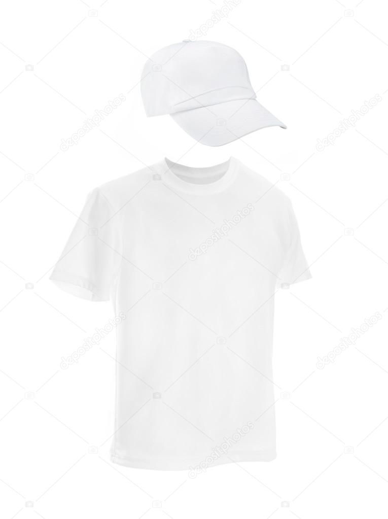 mens t-shirt template with a cap.