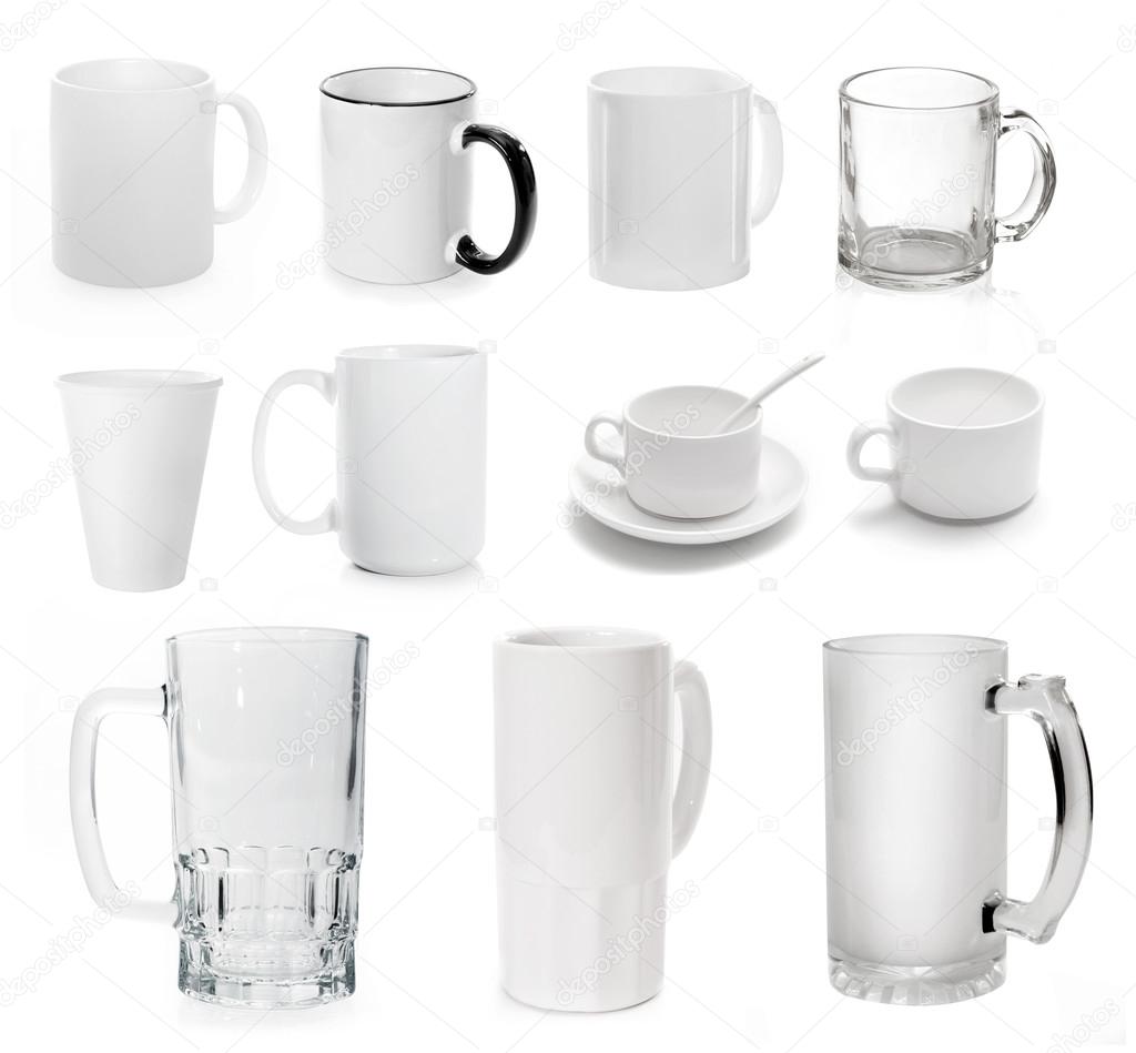 Collection if different cups and mugs