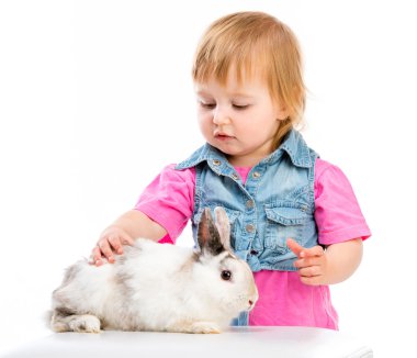 baby with rabbit