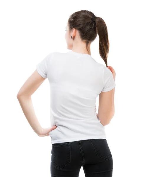 Girl in blank white t-shirt — Stock Photo, Image