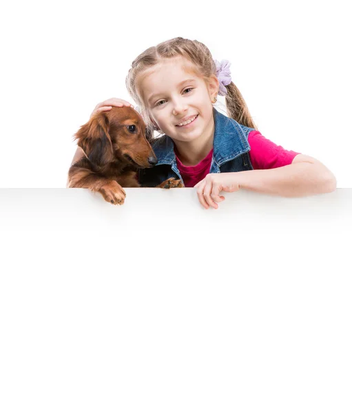 Little girl  with dachshund — Stock Photo, Image