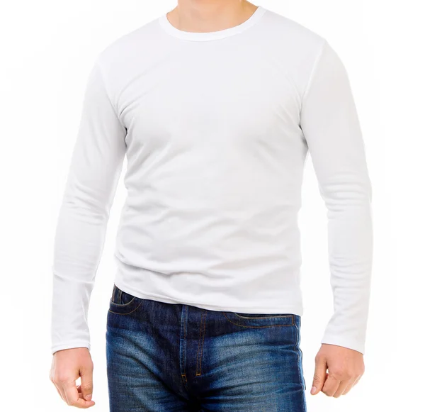 Man i en vit skjorta med lång ärm — Stockfoto