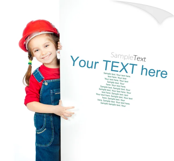 Little girl  with a white board — Stock Photo, Image