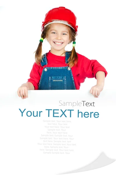 Little girl  with a white board — Stock Photo, Image