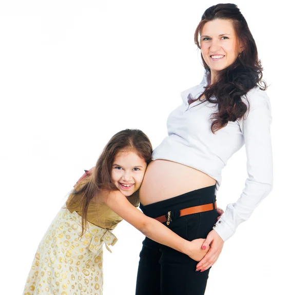 Little girl hugging belly — Stock Photo, Image